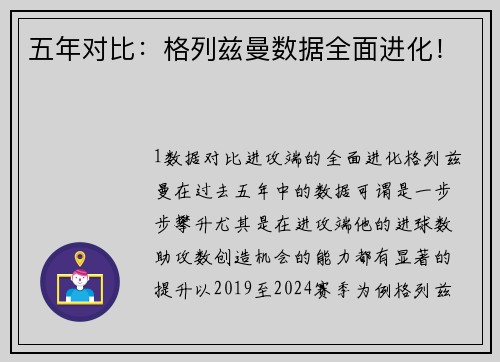五年对比：格列兹曼数据全面进化！